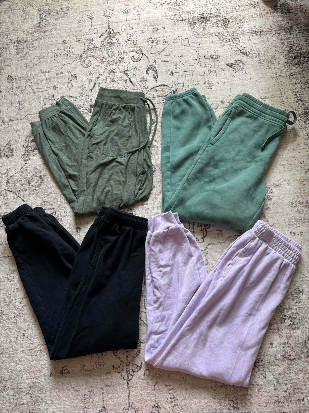 Women’s Elastic-Waist Jogger Pants - Green, Black, Lavender